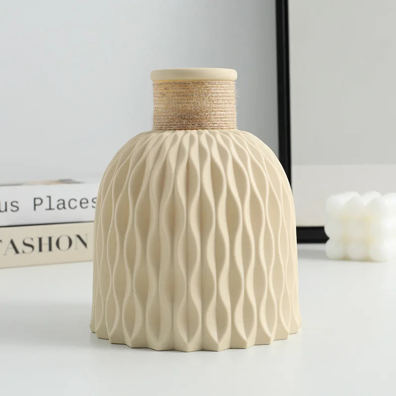 Vaso Decorativo Ondas d’Água com Corda de Sisal